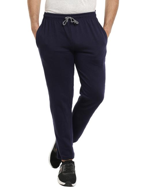 navy blue solid full length track pant - 19242935 - Very Small Image - 1