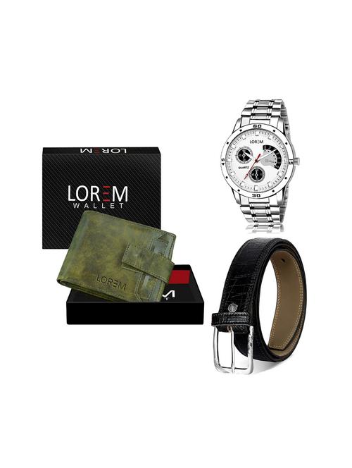 belt, wallet & watch leatherette gift combo - 19243213 - Very Small Image - 1