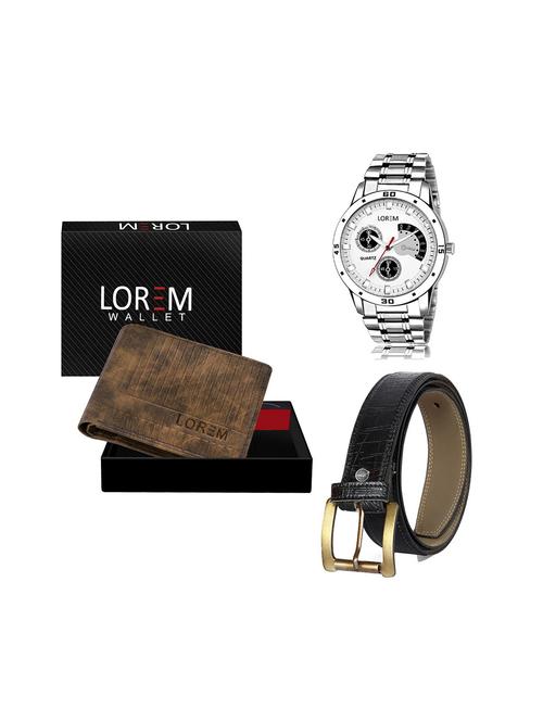 belt, wallet & watch leatherette gift combo - 19243245 - Very Small Image - 1