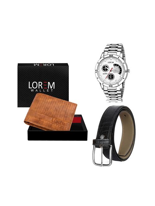 belt, wallet & watch leatherette gift combo - 19243254 - Very Small Image - 1