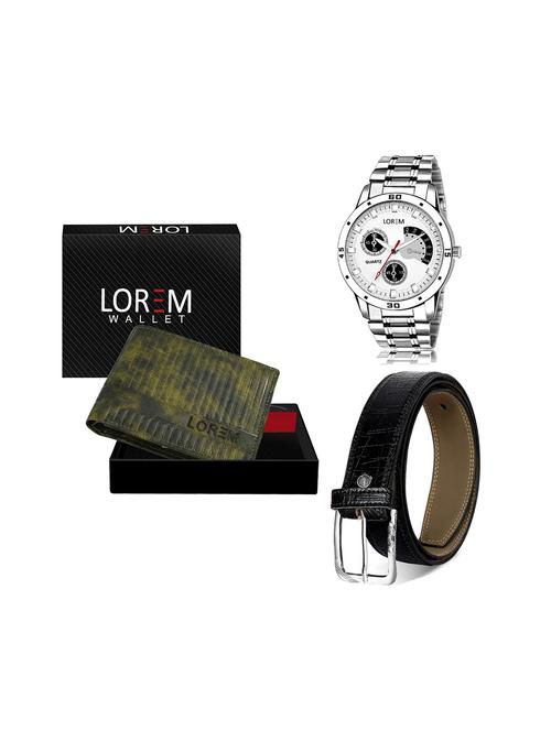 belt, wallet & watch leatherette gift combo - 19243261 - Very Small Image - 1