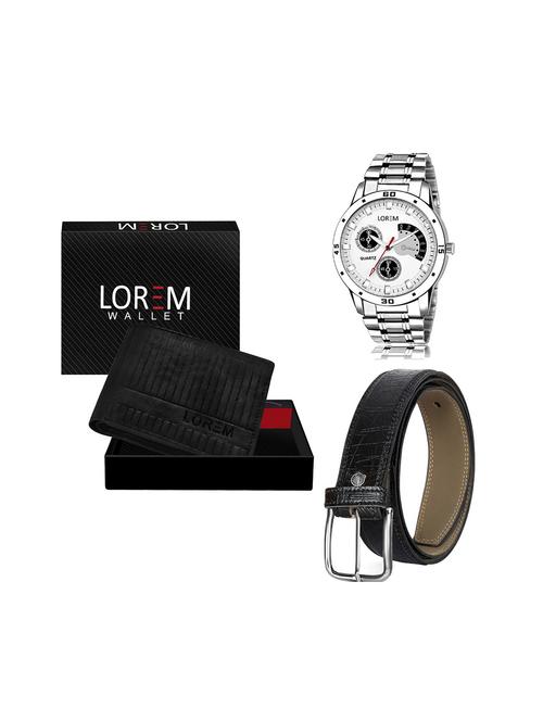 belt, wallet & watch leatherette gift combo - 19243266 - Very Small Image - 1