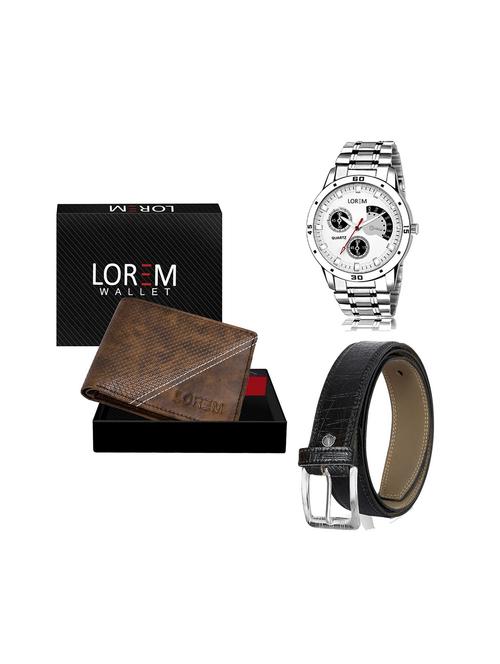 belt, wallet & watch leatherette gift combo - 19243274 - Very Small Image - 1