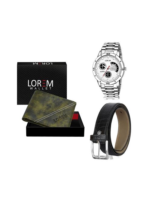 belt, wallet & watch leatherette gift combo - 19243286 - Very Small Image - 1