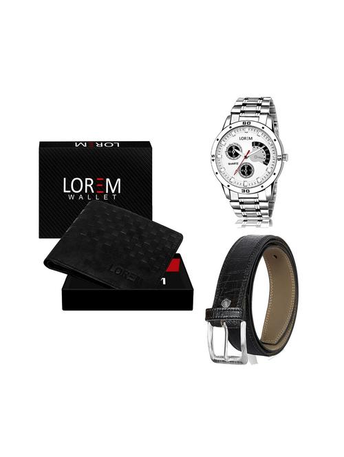 belt, wallet & watch leatherette gift combo - 19243316 - Very Small Image - 1