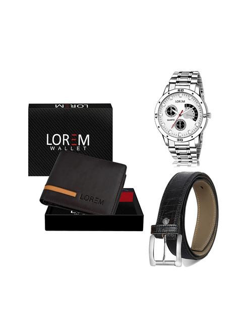 belt, wallet & watch leatherette gift combo - 19243336 - Very Small Image - 1