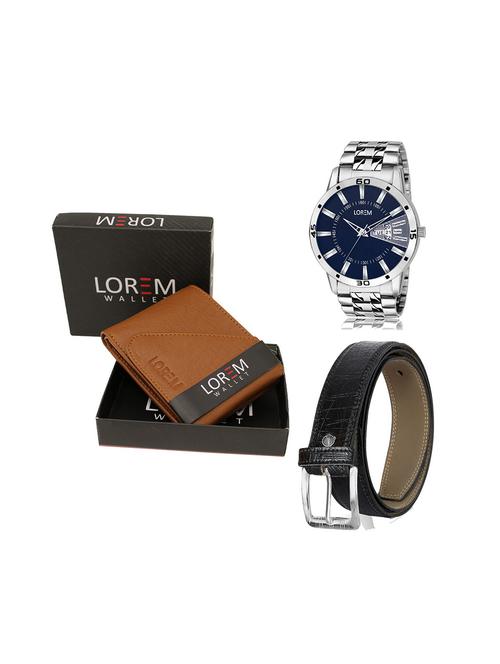 belt, wallet & watch leatherette gift combo - 19243364 - Very Small Image - 1
