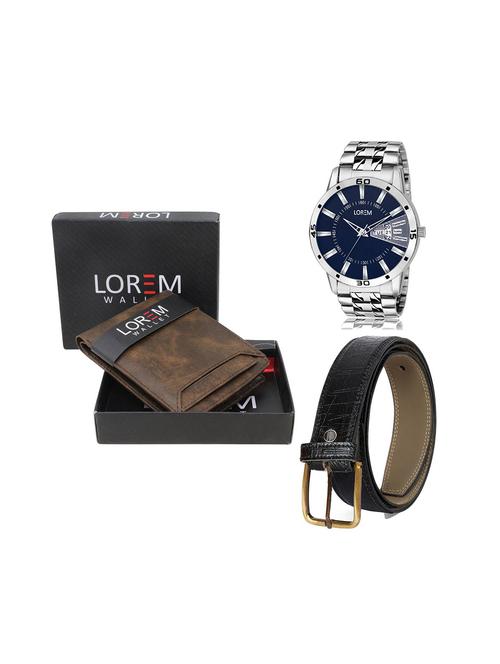 belt, wallet & watch leatherette gift combo - 19243379 - Very Small Image - 1