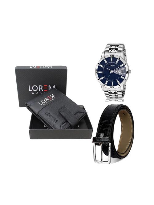 belt, wallet & watch leatherette gift combo - 19243399 - Very Small Image - 1