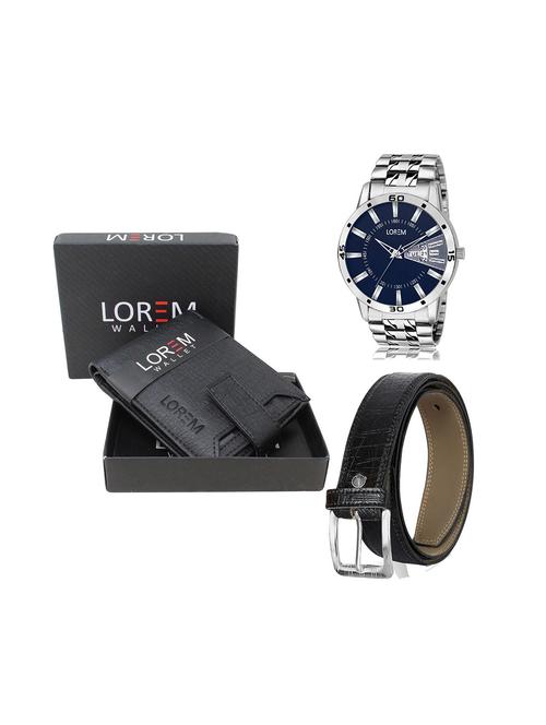 belt, wallet & watch leatherette gift combo - 19243400 - Very Small Image - 1