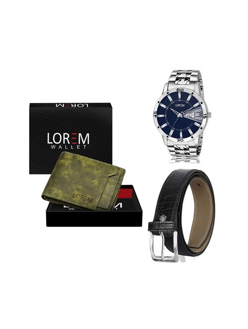 belt, wallet & watch leatherette gift combo - 19243448 - Very Small Image - 1