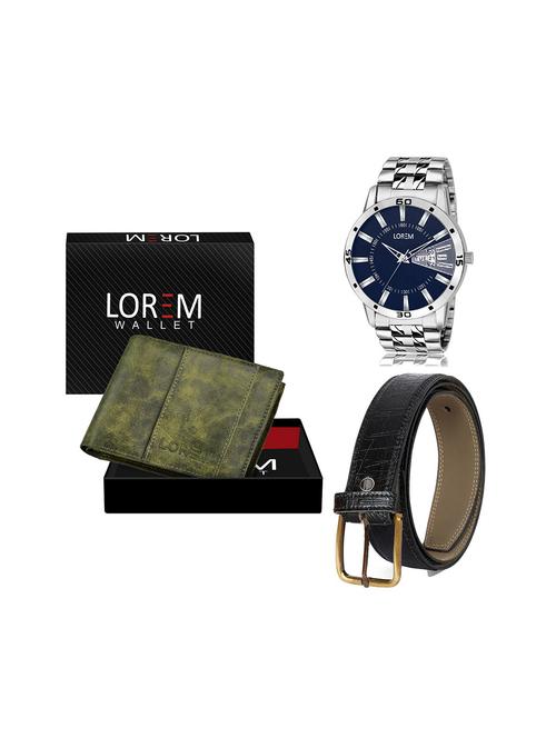 belt, wallet & watch leatherette gift combo - 19243457 - Very Small Image - 1