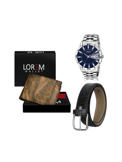 belt, wallet & watch leatherette gift combo - 19243470 - Very Small Image - 1
