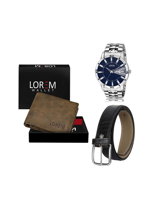 belt, wallet & watch leatherette gift combo - 19243500 - Very Small Image - 1