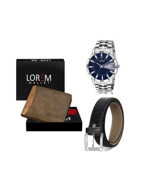 belt, wallet & watch leatherette gift combo - 19243504 - Very Small Image - 1