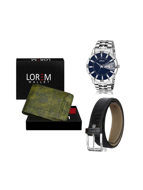 belt, wallet & watch leatherette gift combo - 19243514 - Very Small Image - 1