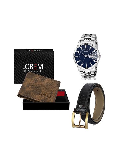 belt, wallet & watch leatherette gift combo - 19243515 - Very Small Image - 1