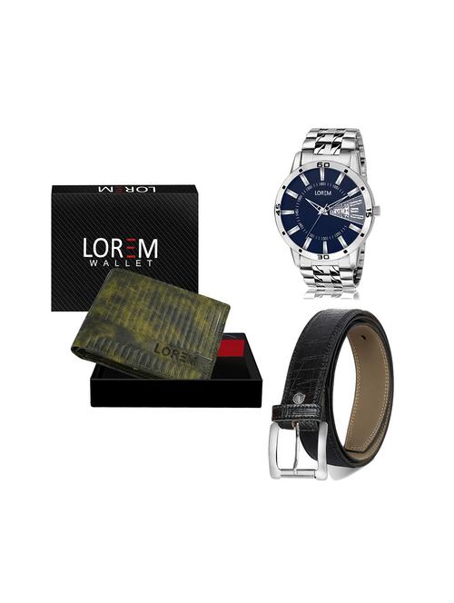 belt, wallet & watch leatherette gift combo - 19243528 - Very Small Image - 1