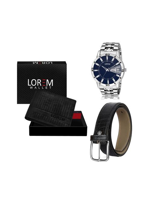 belt, wallet & watch leatherette gift combo - 19243536 - Very Small Image - 1