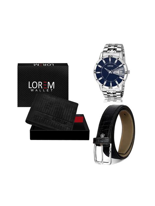 belt, wallet & watch leatherette gift combo - 19243537 - Very Small Image - 1