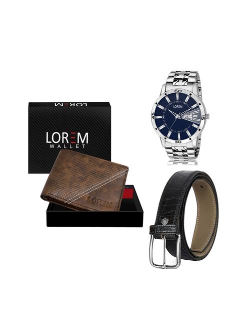 belt, wallet & watch leatherette gift combo - 19243542 - Very Small Image - 1