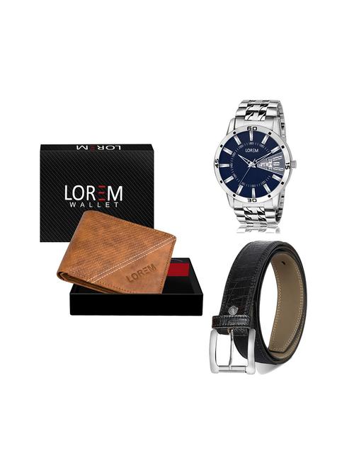 belt, wallet & watch leatherette gift combo - 19243546 - Very Small Image - 1