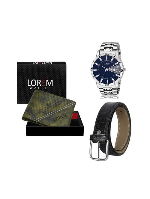 belt, wallet & watch leatherette gift combo - 19243554 - Very Small Image - 1