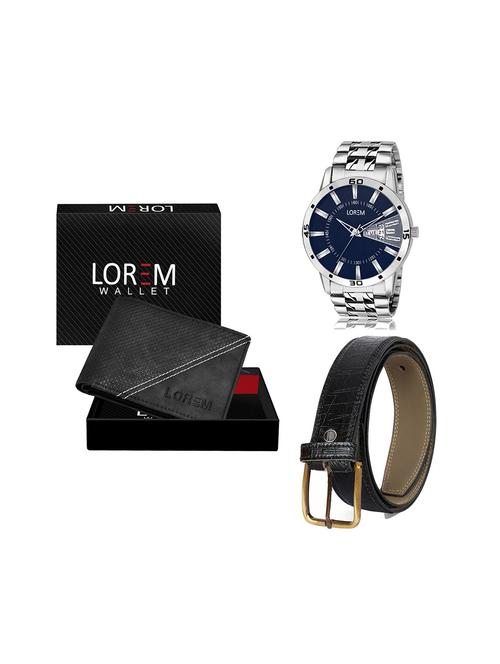 belt, wallet & watch leatherette gift combo - 19243559 - Very Small Image - 1