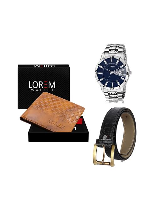 belt, wallet & watch leatherette gift combo - 19243569 - Very Small Image - 1