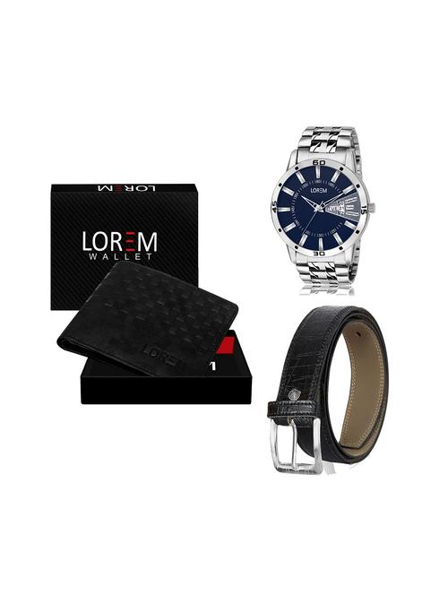 belt, wallet & watch leatherette gift combo - 19243586 - Very Small Image - 1