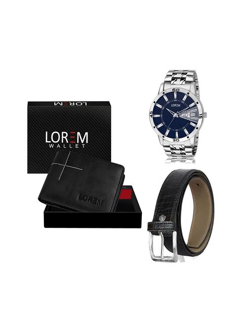 belt, wallet & watch leatherette gift combo - 19243592 - Very Small Image - 1
