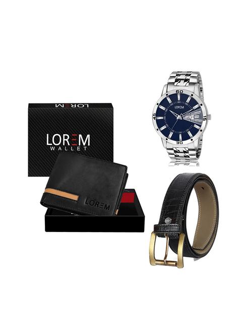 belt, wallet & watch leatherette gift combo - 19243599 - Very Small Image - 1