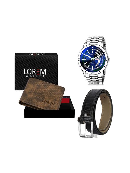 belt, wallet & watch leatherette gift combo - 19245140 - Very Small Image - 1