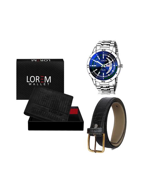 belt, wallet & watch leatherette gift combo - 19245155 - Very Small Image - 1