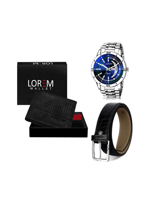 belt, wallet & watch leatherette gift combo - 19245157 - Very Small Image - 1