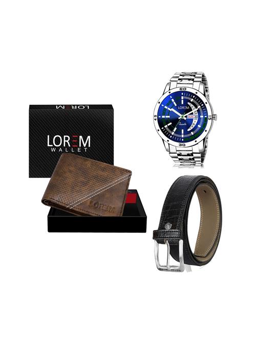 belt, wallet & watch leatherette gift combo - 19245164 - Very Small Image - 1