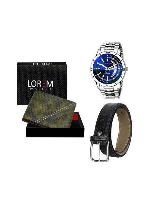 belt, wallet & watch leatherette gift combo - 19245174 - Very Small Image - 1