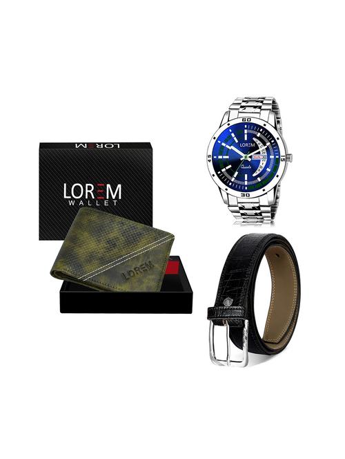 belt, wallet & watch leatherette gift combo - 19245175 - Very Small Image - 1