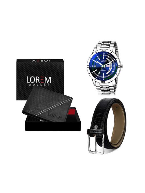 belt, wallet & watch leatherette gift combo - 19245181 - Very Small Image - 1