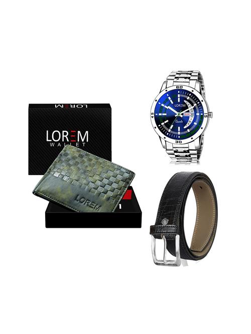 belt, wallet & watch leatherette gift combo - 19245200 - Very Small Image - 1