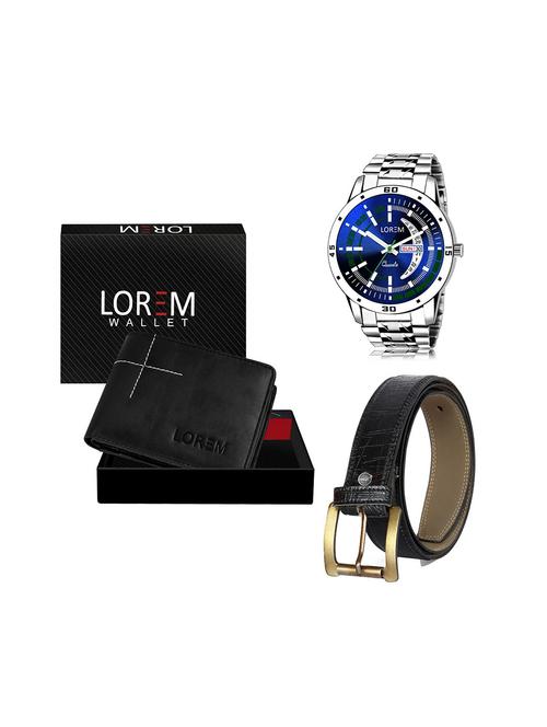 belt, wallet & watch leatherette gift combo - 19245207 - Very Small Image - 1