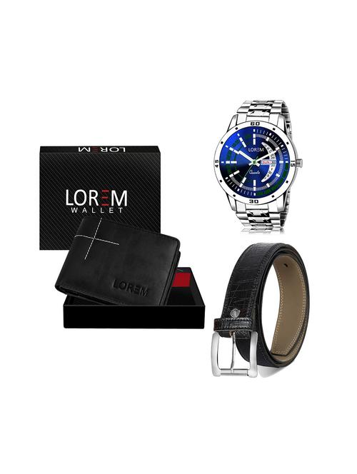 belt, wallet & watch leatherette gift combo - 19245208 - Very Small Image - 1