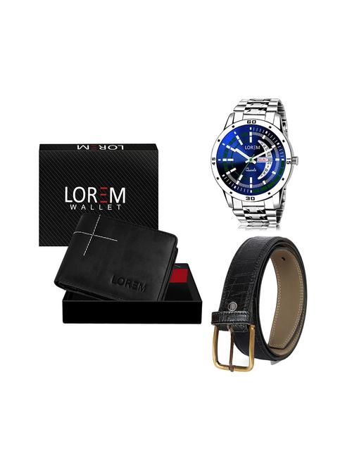 belt, wallet & watch leatherette gift combo - 19245209 - Very Small Image - 1