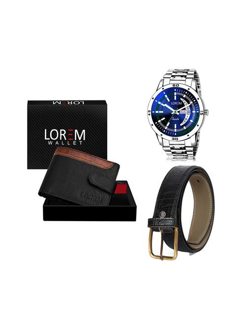 belt, wallet & watch leatherette gift combo - 19245239 - Very Small Image - 1