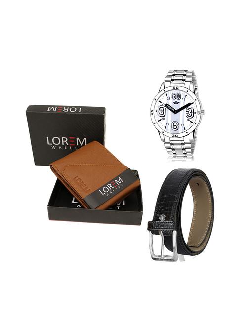 belt, wallet & watch leatherette gift combo - 19245254 - Very Small Image - 1