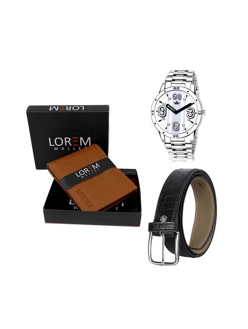 belt, wallet & watch leatherette gift combo - 19245258 - Very Small Image - 1