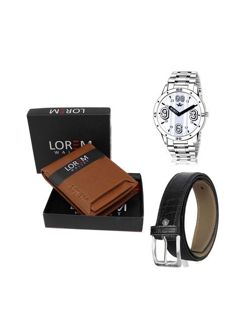 belt, wallet & watch leatherette gift combo - 19245266 - Very Small Image - 1