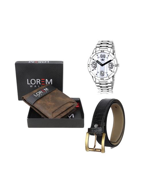 belt, wallet & watch leatherette gift combo - 19245267 - Very Small Image - 1