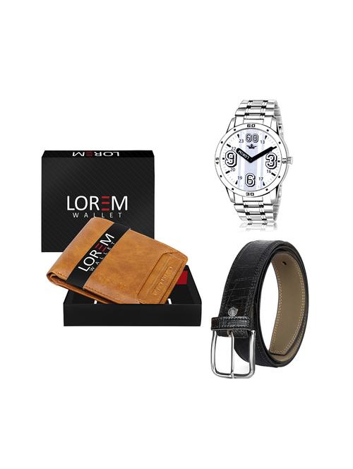 belt, wallet & watch leatherette gift combo - 19245276 - Very Small Image - 1