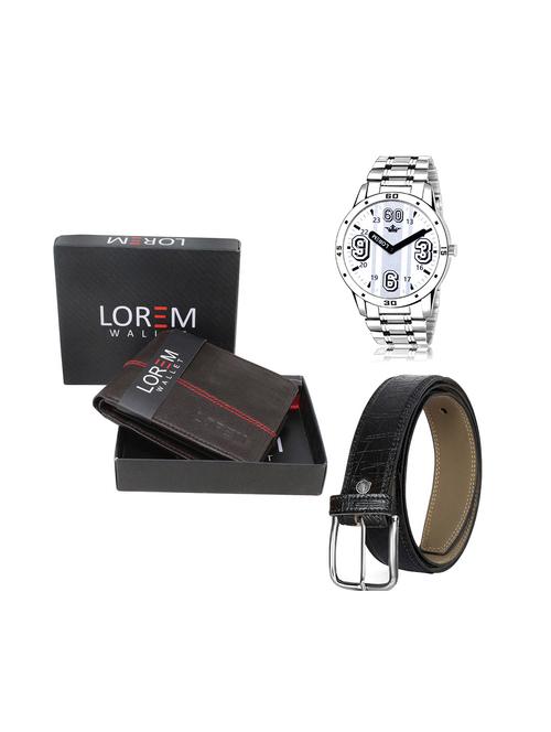 belt, wallet & watch leatherette gift combo - 19245282 - Very Small Image - 1